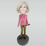 Custom woman hold mic bobbleheads