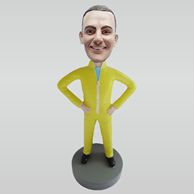 Custom yellow coat bobbleheads