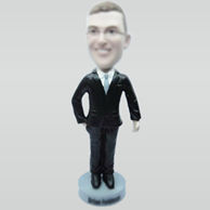 Custom black suit bobbleheads