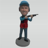 Custom man and gun bobble head