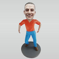 Personalized custom casual man and brown shoes bobbleheads