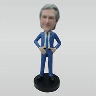 Custom blue suit man bobble heads