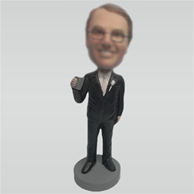 Personalized Custom black suit man bobble heads