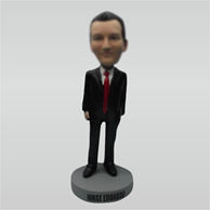 Custom bobblehead doll of black suit man