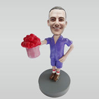 Custom man and flowers bobbleheads