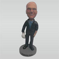 Custom black coat bobbleheads