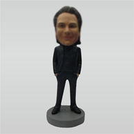 Custom bobbleheads of black suit man