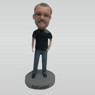 Custom black shoes man bobbleheads