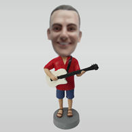 Personalized custom man and guitar bobblehead