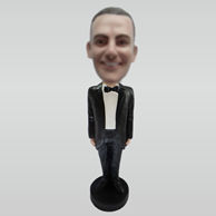 Custom black suit bobble heads