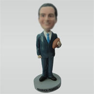 Custom suit man hold football bobbleheads