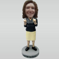 Custom happy woman bobbleheads