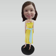 Personalized custom yellow dress girl bobbleheads