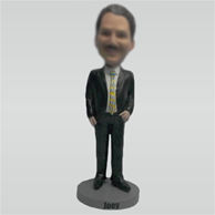 Personalized Custom black suit man bobble head