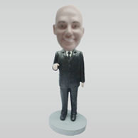 Personalized custom black suit man bobbleheads