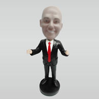 Personalized custom black suit man bobblehead dolls