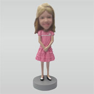 Custom pink dress bobble heads