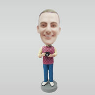 Custom casual male hold Camera bobbleheads