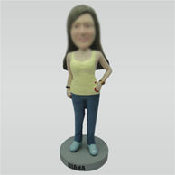 Custom blue jean female bobbleheads