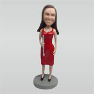 Custom Woman and flute bobbleheads