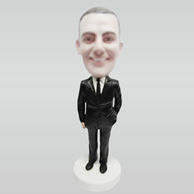 Custom black suit man bobble heads