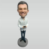 Custom man and phone bobbleheads