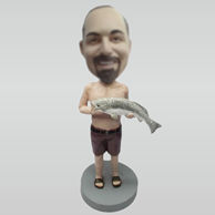 Personalized custom man and big fish bobble heads