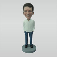 Custom white shirt bobble heads