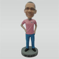 Custom pink tshirt bobbleheads