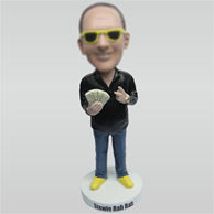 Custom Man and dollar bobbleheads