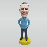 Personalized custom blue shirt male bobbleheads