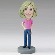 Personalized custom red tshirt female bobbleheads