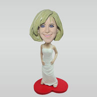 Personalized custom white dress bobbleheads