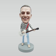 Personalized custom man and guitar bobble heads
