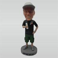 Custom man hold drink bobbleheads