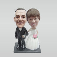 Personalized custom wedding cake bobblehead dolls