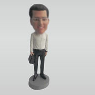 Custom white shirt bobblehead dolls