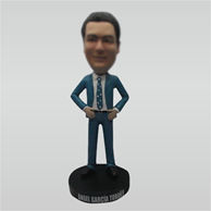 Custom blue suit man bobbleheads