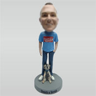 Custom man and dog bobble heads