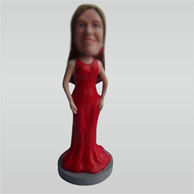 Custom red dress bobbleheads