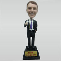 Personalized Custom black suit man bobble head doll