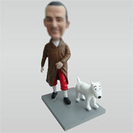 Custom man and dog bobbleheads