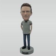 Custom gray tshrit bobbleheads