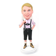 Custom man in suspender trousers bobble heads