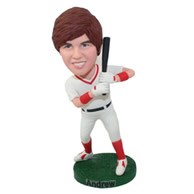 Custom men in sports uniform playing baseball bobble heads