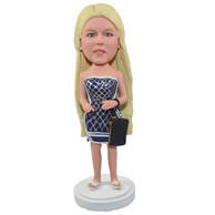 Custom elegant female in cheongsam with very long blond hair bobble heads Leisure activities