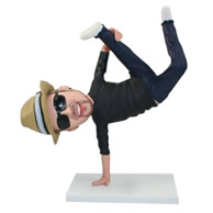 Custom cool male with cool sunglasses,hat playing hip-hop bobble heads