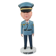 Custom policemen in uniform suit with standard normal standing posture bobble heads