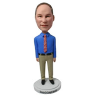 Custom normal standing wearing blue shirt and khaki pangts bobble heads