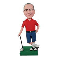 Custom special golfer wearing slippers bobble heads